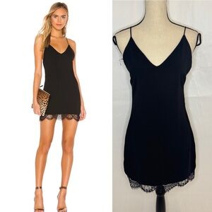 superdown Gigi Lace Hem Black Mini Dress